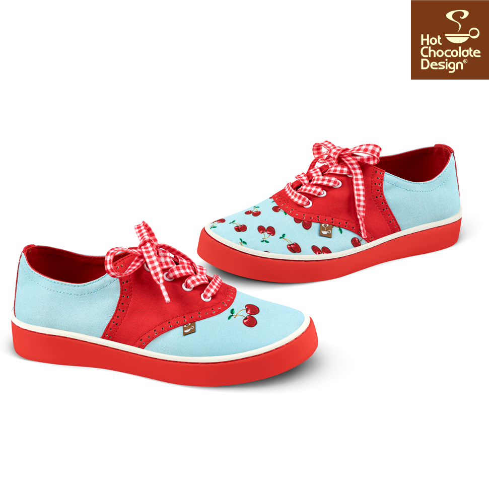 Hot Chocolate Design Cherry Blue – Mismatched Shoes
