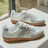 Grey & White Sneakers Leather