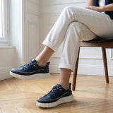 Aria Navy Leather Sneaker