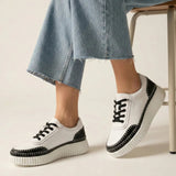 Noa Black Whipstitch Leather Sneaker