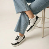 Noa Black Whipstitch Leather Sneaker