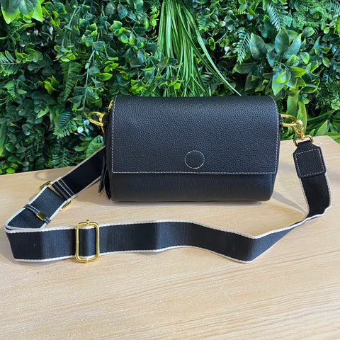 Black leather shoulder bag