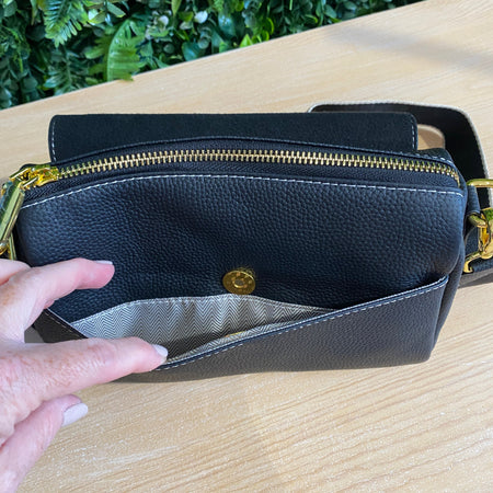 Black leather shoulder bag