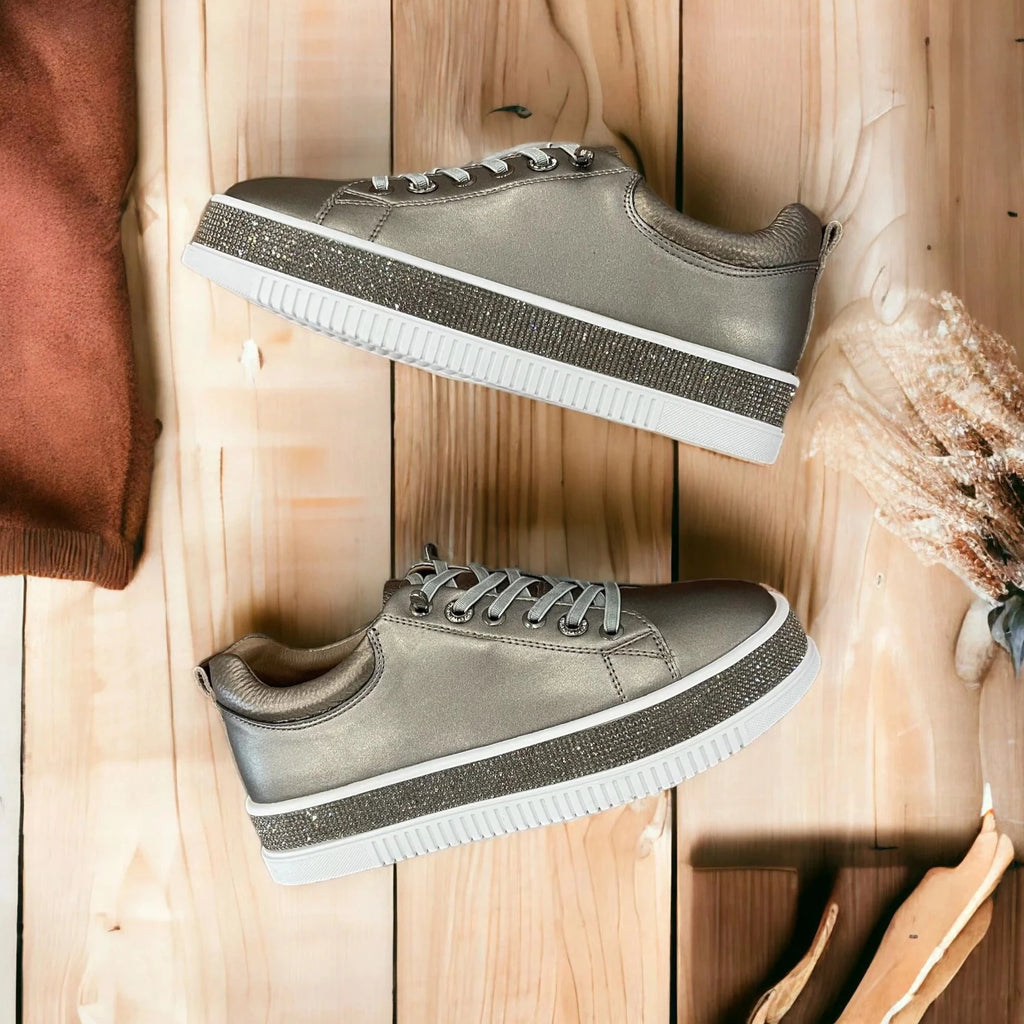 Diamante sneaker pewter Mismatched Shoes
