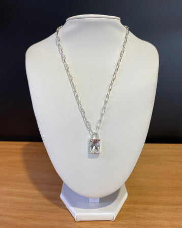 Diamante Silver Paperclip Chain