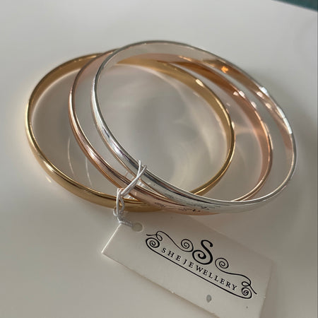 Trio Bangle (Silver, Gold, Rose Gold)