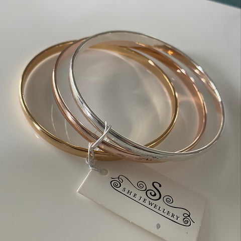 Trio Bangle (Silver, Gold, Rose Gold)
