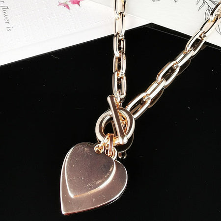 Rose Gold Necklace with double heart (Short)