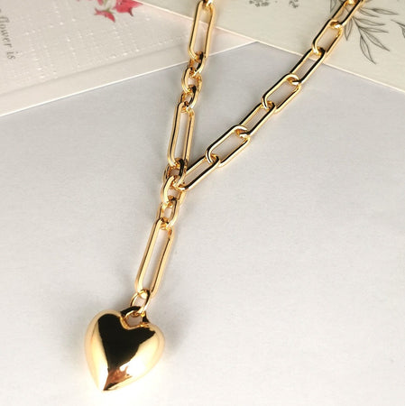 Gold Necklace with heart 50cm
