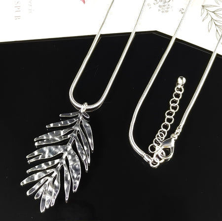 Silver Leaf Necklace (long)