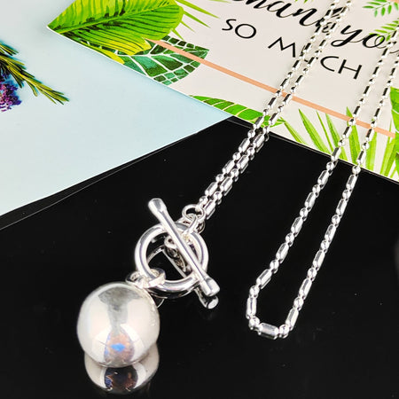 Silver Ball Necklace (long)
