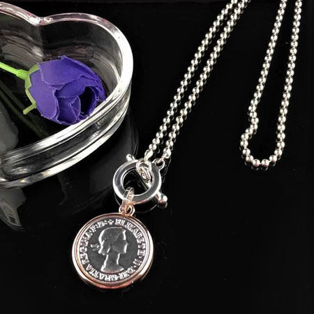 Silver Necklace with Royal coin (long)