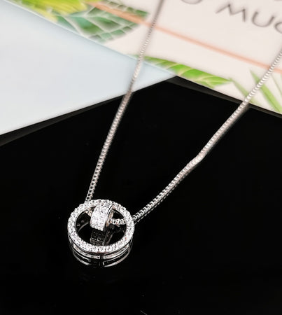 Silver Necklace with diamante