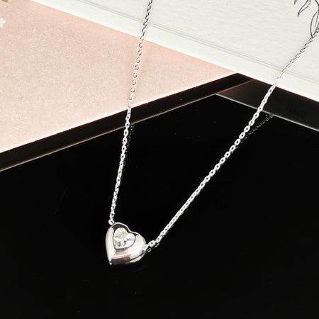 Silver Necklace with Heart (short)