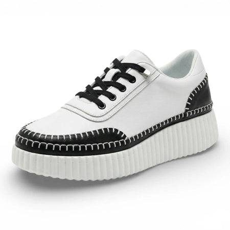 Noa Black Whipstitch Leather Sneaker