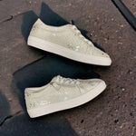 Zip Close Leather Sneaker Silver